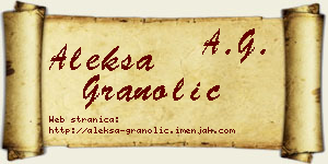 Aleksa Granolić vizit kartica